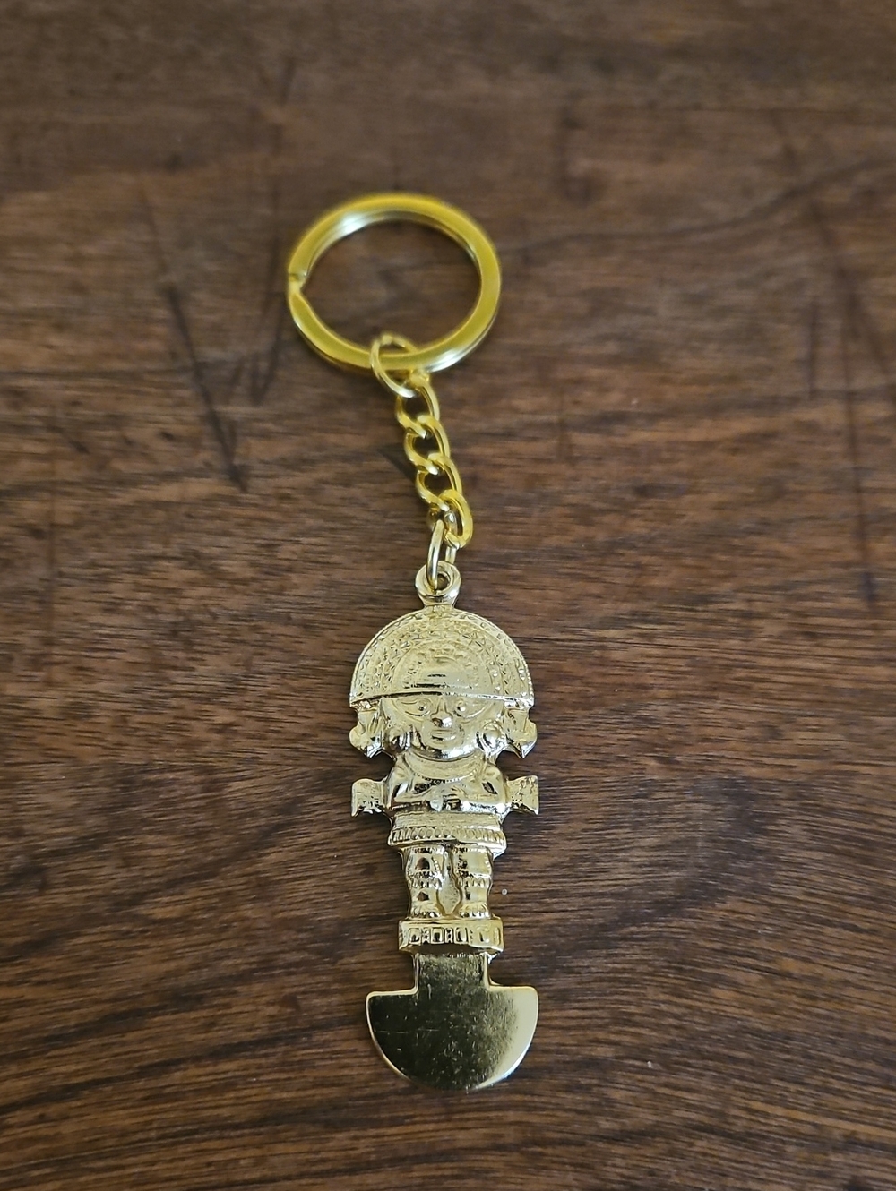 Gold-tone Peru Keychain Charm